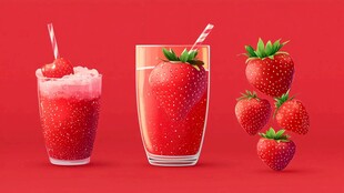 草莓饮品与鲜果的视觉盛宴