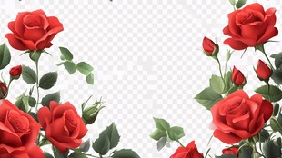 娇艳红玫瑰装饰图案素材