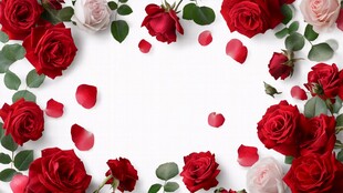 浪漫玫瑰花瓣环绕装饰图