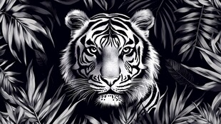 黑白虎影 丛林王者风范