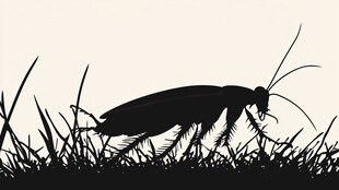 草丛中的蟑螂剪影