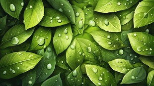 翠绿叶片上的晶莹水珠