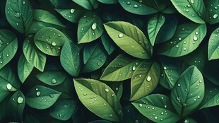 翠绿叶片上的晶莹水珠