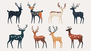 多样风格可爱小鹿插画集合