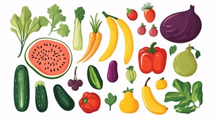 多彩蔬菜水果集合展示