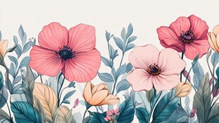 绚丽花卉图案 清新植物风