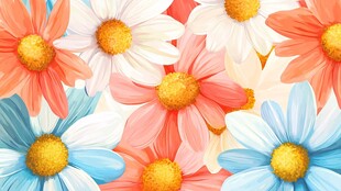 多彩雏菊花卉图案背景