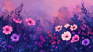 梦幻紫色花卉浪漫景观