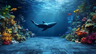 海底奇幻世界 鲨鱼与珊瑚