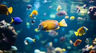 五彩斑斓的海底热带鱼群