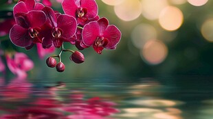 梦幻红兰映于波光水面