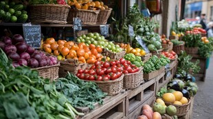 街头缤纷蔬果摊