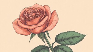 手绘粉色玫瑰插画