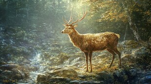 森林中伫立的壮美雄鹿