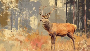 森林中伫立的雄伟雄鹿