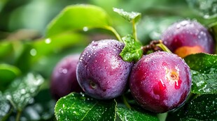 雨后紫李挂枝头