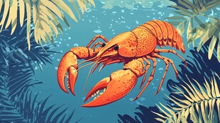 热带海洋中的大龙虾