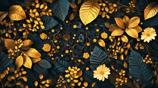 金色花叶交织的梦幻图景