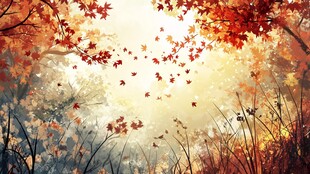 秋日枫林光影梦幻景致