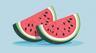 两片卡通西瓜插画