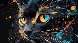 梦幻黑猫 多彩艺术风格展现