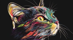 多彩抽象猫咪艺术头像