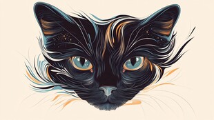 梦幻黑猫头像插画