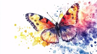 水彩绘蝶 绚丽色彩绽放