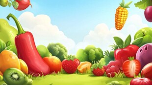 缤纷果蔬装点的田园风光