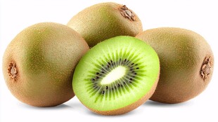 新鲜猕猴桃堆叠与切面展示