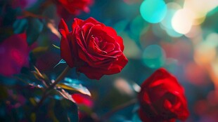 娇艳红玫瑰的梦幻光影
