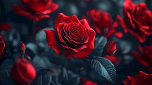 深红玫瑰绽放的浪漫时刻