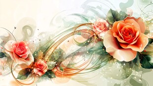 浪漫玫瑰花卉梦幻背景图