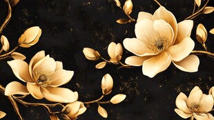 金色玉兰花装饰图案背景