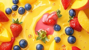 缤纷鲜果邂逅黄色甜蜜酱汁