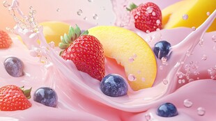 缤纷水果邂逅粉色奶液