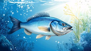 深海蓝鱼畅游奇幻海底世界