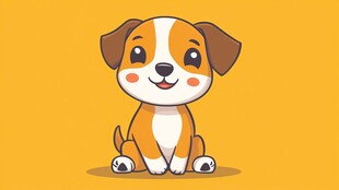 可爱小狗坐立卡通形象