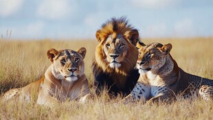 草原上的狮豹家族