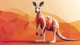 多边形风格袋鼠站于旷野