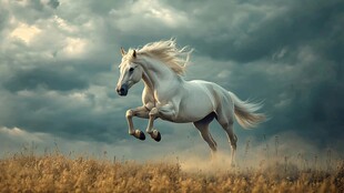 白马奔腾于旷野