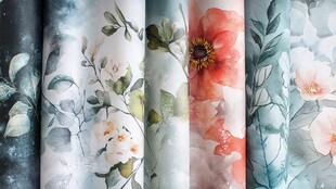 多彩花卉图案布料展示