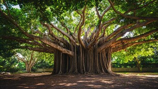 巨大繁茂的古老榕树景观