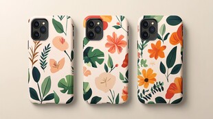 三款花卉图案手机壳展示