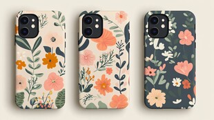三款花卉图案手机壳展示