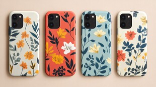 多彩花卉图案手机壳展示