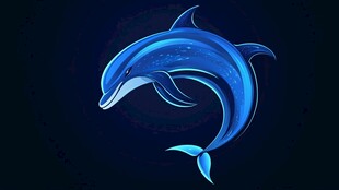梦幻蓝海豚插画