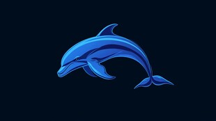 蓝色跳跃海豚插画