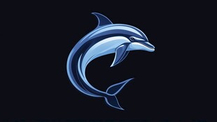 蓝色跳跃海豚插画形象