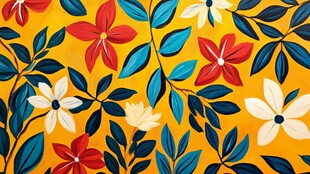 明艳花卉图案的活力背景